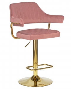 Стул барный DOBRIN CHARLY GOLD* розовый велюр MJ9-32
