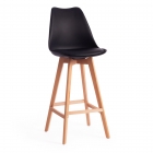 Стул барный TULIP BAR mod. C1014H пластик/дерево, 57 х 48 х 104 см, черный 3010/натуральный