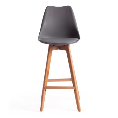 Стул барный TULIP BAR mod. C1014H пластик/дерево, 57 х 48 х 104 см, серый 024 /натуральный