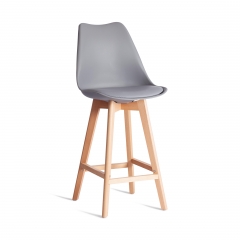 Стул барный Tetchair TULIP BAR mod. C1014H-1 пластик/дерево, Grey (серый) 92717 / натуральный