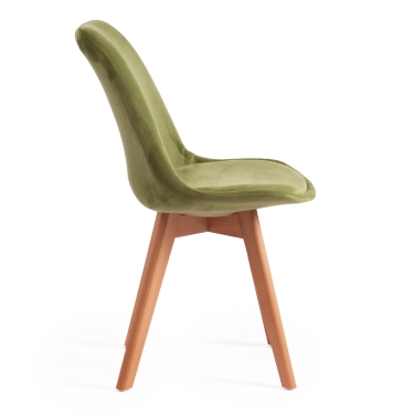 Стул TULIP SOFT mod. 74 вельвет/дерево , 54 х 47 х 83 см , зеленый HLR 54/натуральный