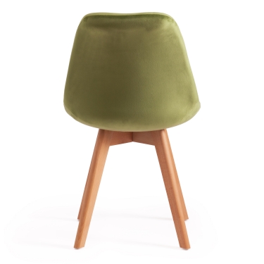 Стул TULIP SOFT mod. 74 вельвет/дерево , 54 х 47 х 83 см , зеленый HLR 54/натуральный