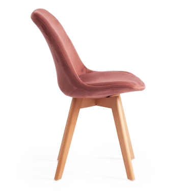 Стул TULIP SOFT mod. 74 вельвет/дерево , 54 х 47 х 83 см , коралловый HLR 44/натуральный