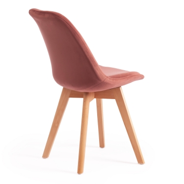 Стул TULIP SOFT mod. 74 вельвет/дерево , 54 х 47 х 83 см , коралловый HLR 44/натуральный