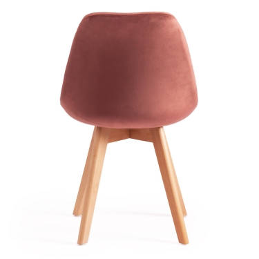 Стул TULIP SOFT mod. 74 вельвет/дерево , 54 х 47 х 83 см , коралловый HLR 44/натуральный