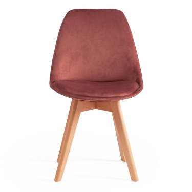 Стул TULIP SOFT mod. 74 вельвет/дерево , 54 х 47 х 83 см , коралловый HLR 44/натуральный