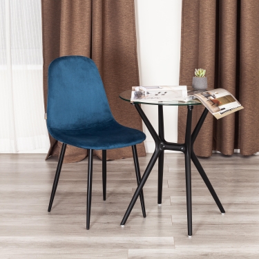 Стул Tetchair BREEZE mod. 4724 велюр / металл, Blue синий HLR63 / черный