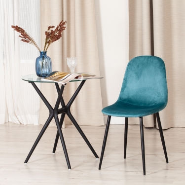 Стул Tetchair BREEZE mod. 4724 Велюр / металл, Torquoise (бирюзовый ) HLR60 / черный