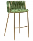 Стул барный DOBRIN EMMA GOLD* зеленый велюр VF-08