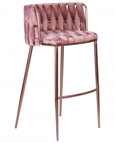 Стул барный DOBRIN EMMA ROSE GOLD* розовый велюр VF-10