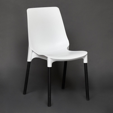 Стул Tetchair GENIUS mod 75 металл/пластик, белый/черные ножки