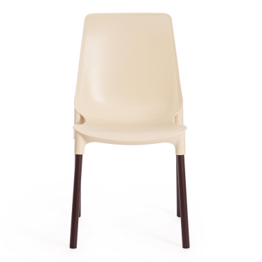 Стул Tetchair GENIUS mod 75 металл/пластик, бежевый/коричневые ножки