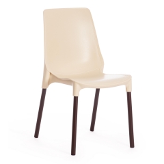 Стул Tetchair GENIUS mod 75 металл/пластик, бежевый/коричневые ножки