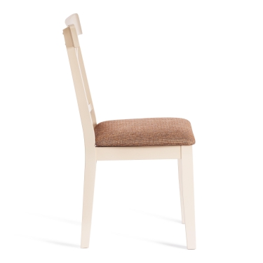 Стул Tetchair Гольфи 2 / Гольфи Джуниор (Golfi Junior),  Дерево гевея Ivory White, ткань коричнево-золотая