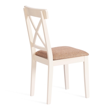 Стул Tetchair Гольфи 2 / Гольфи Джуниор (Golfi Junior),  Дерево гевея Ivory White, ткань коричнево-золотая