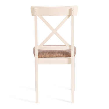 Стул Tetchair Гольфи 2 / Гольфи Джуниор (Golfi Junior),  Дерево гевея Ivory White, ткань коричнево-золотая