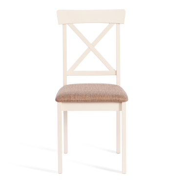 Стул Tetchair Гольфи 2 / Гольфи Джуниор (Golfi Junior),  Дерево гевея Ivory White, ткань коричнево-золотая