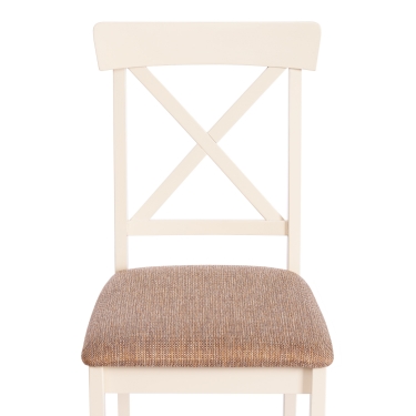 Стул Tetchair Гольфи 2 / Гольфи Джуниор (Golfi Junior),  Дерево гевея Ivory White, ткань коричнево-золотая