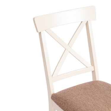 Стул Tetchair Гольфи 2 / Гольфи Джуниор (Golfi Junior),  Дерево гевея Ivory White, ткань коричнево-золотая