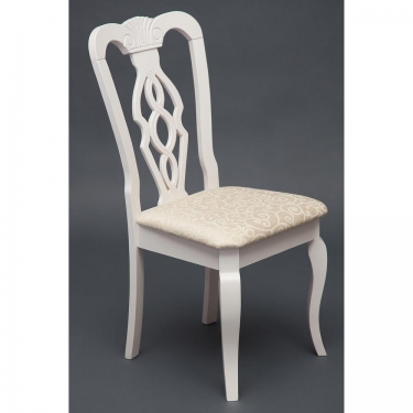 Стул Афродита/ Aphrodite дерево гевея, 46х54х99см, Ivory white, ткань кремовая с рисунком 3321
