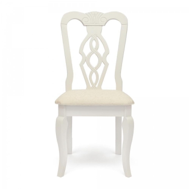Стул Афродита/ Aphrodite дерево гевея, 46х54х99см, Ivory white, ткань кремовая с рисунком 3321