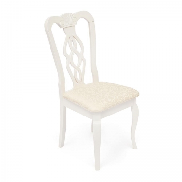 Стул Афродита/ Aphrodite дерево гевея, 46х54х99см, Ivory white, ткань кремовая с рисунком 3321