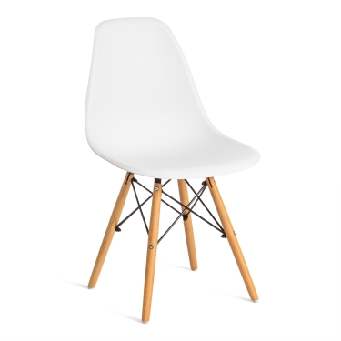 Стул Tetchair CINDY EAMES mod. 1801 дерево бук/металл/сиденье пластик, White белый