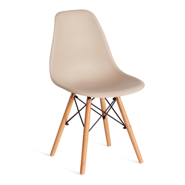 Стул Tetchair CINDY EAMES mod. 1801 дерево бук/металл/сиденье пластик, Beige Бежевый