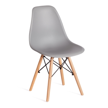 Стул Tetchair CINDY EAMES mod. 1801 дерево бук/металл/сиденье пластик, Light grey светло-серый