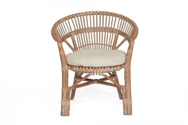Кресло Secret De Maison Koln с подушкой, натуральный ротанг, 736982 см, Натуральный + white wash