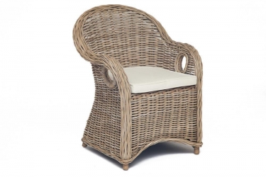 Кресло Secret De Maison BASON c подушкой 726588 см, натуральный серый/natural grey, подушка ткань цветы