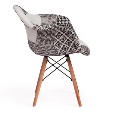 Кресло CINDY SOFT EAMES mod. 101 дерево бук/металл/мягкое сиденье/ткань, 61 х 60 х 80 см , black/white черный/белый
