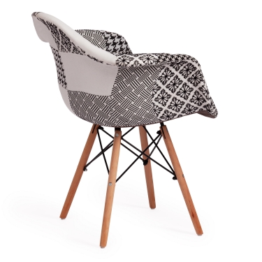 Кресло CINDY SOFT EAMES mod. 101 дерево бук/металл/мягкое сиденье/ткань, 61 х 60 х 80 см , black/white черный/белый
