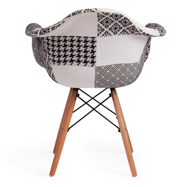 Кресло CINDY SOFT EAMES mod. 101 дерево бук/металл/мягкое сиденье/ткань, 61 х 60 х 80 см , black/white черный/белый
