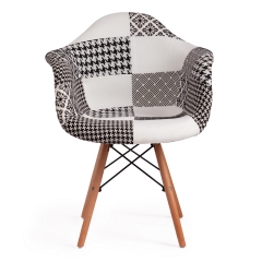 Кресло CINDY SOFT EAMES mod. 101 дерево бук/металл/мягкое сиденье/ткань, 61 х 60 х 80 см , black/white черный/белый