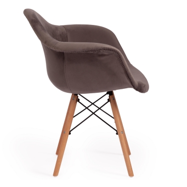 Кресло CINDY SOFT EAMES mod. 101 дерево бук/металл/мягкое сиденье/ткань, 61 х 60 х 80 см , серый HLR 24/натуральный