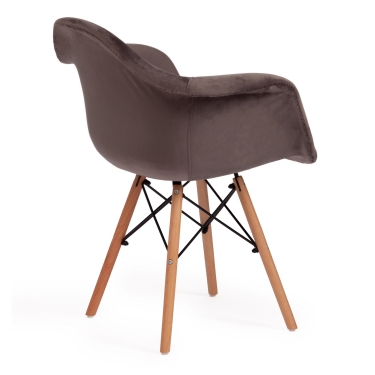 Кресло CINDY SOFT EAMES mod. 101 дерево бук/металл/мягкое сиденье/ткань, 61 х 60 х 80 см , серый HLR 24/натуральный
