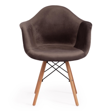 Кресло CINDY SOFT EAMES mod. 101 дерево бук/металл/мягкое сиденье/ткань, 61 х 60 х 80 см , серый HLR 24/натуральный