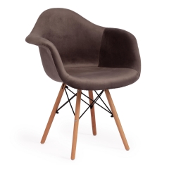 Кресло CINDY SOFT EAMES mod. 101 дерево бук/металл/мягкое сиденье/ткань, 61 х 60 х 80 см , серый HLR 24/натуральный