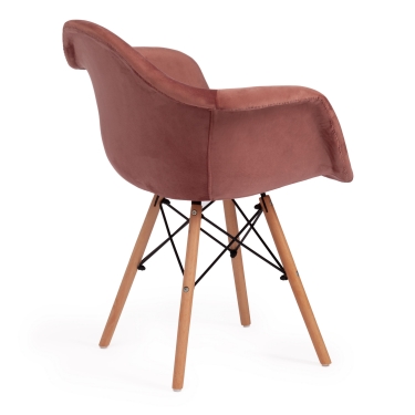Кресло CINDY SOFT EAMES mod. 101 дерево бук/металл/мягкое сиденье/ткань, 61 х 60 х 80 см , коралловый HLR 44/натуральный