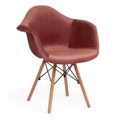 Кресло CINDY SOFT EAMES mod. 101 дерево бук/металл/мягкое сиденье/ткань, 61 х 60 х 80 см , коралловый HLR 44/натуральный