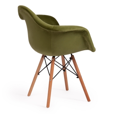Кресло CINDY SOFT EAMES mod. 101 дерево бук/металл/мягкое сиденье/ткань, 61 х 60 х 80 см , зеленый HLR 54/натуральный