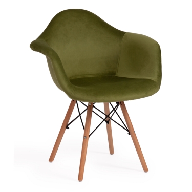 Кресло CINDY SOFT EAMES mod. 101 дерево бук/металл/мягкое сиденье/ткань, 61 х 60 х 80 см , зеленый HLR 54/натуральный