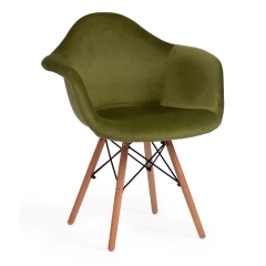 Кресло CINDY SOFT EAMES mod. 101 дерево бук/металл/мягкое сиденье/ткань, 61 х 60 х 80 см , зеленый HLR 54/натуральный
