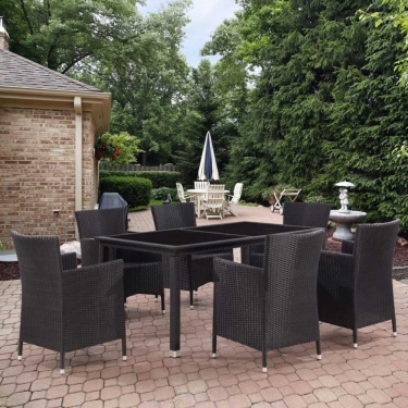Комплект плетеной мебели T246A/Y189D Black 6Pcs