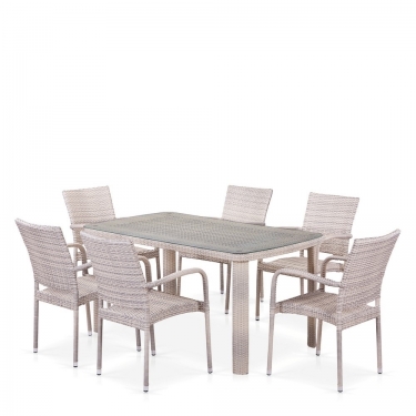 Комплект плетеной мебели T51A/Y376-W85-150x85 6Pcs Latte