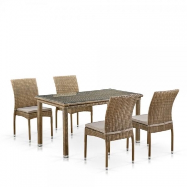 Комплект плетеной мебели T256B/Y380B-W65 Light Brown 4Pcs