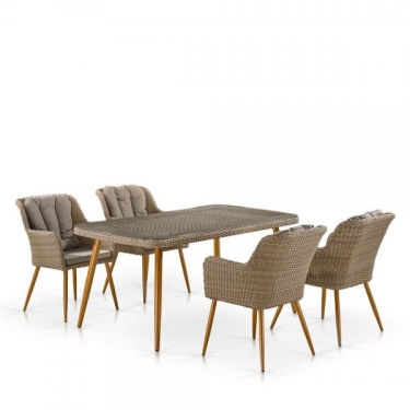 Комплект плетеной мебели T363B/Y363B-W65 4PCS Light Brown