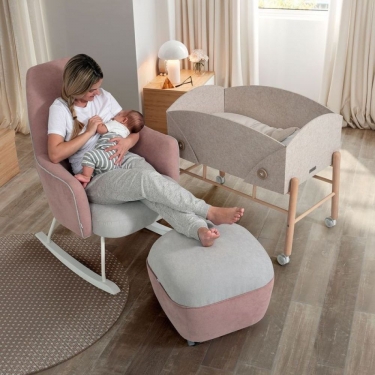 Кресло-качалка Micuna Микуна Wing/Moom white текстиль light grey/dark grey