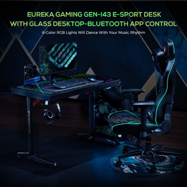 Геймерский стол с RGB подсветкой Eureka GTD-I43 Explorer Edition